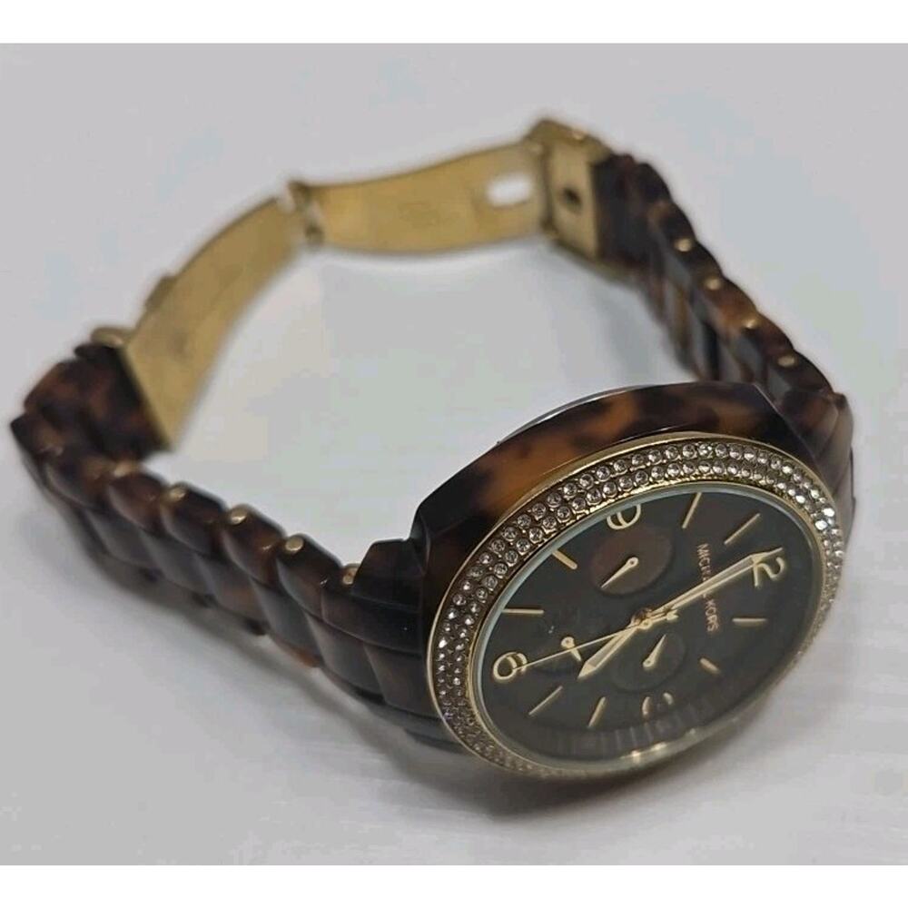 Michael Kors-MK5086 Boyfriend Gold/Tortoise Shell Women's Watch New Battery W120 - Picture 7 of 9